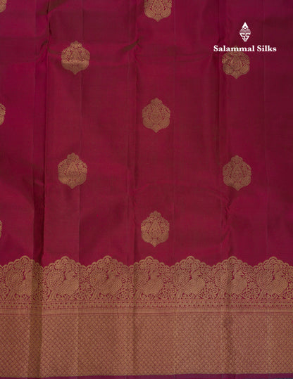 Beautiful Dual Tone Dark Magenta Fancy Pure Kanjivaram Silk Saree With Turning Border