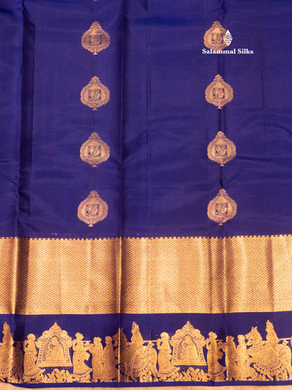 Royal Blue Colour Pure Kanjivaram Silk Saree with Pallakku Border