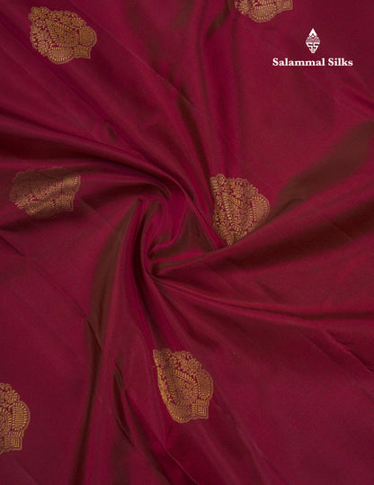 Beautiful Dual Tone Dark Magenta Fancy Pure Kanjivaram Silk Saree With Turning Border
