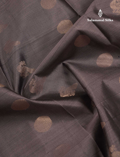 Beautiful Grey Pure Kanjivaram Silk Saree With Contrast Bottle Green Traditional Border