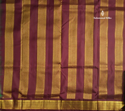 Beautiful Green 9Yards Pure Silk Saree With (3.6inch) Dark Brown Border