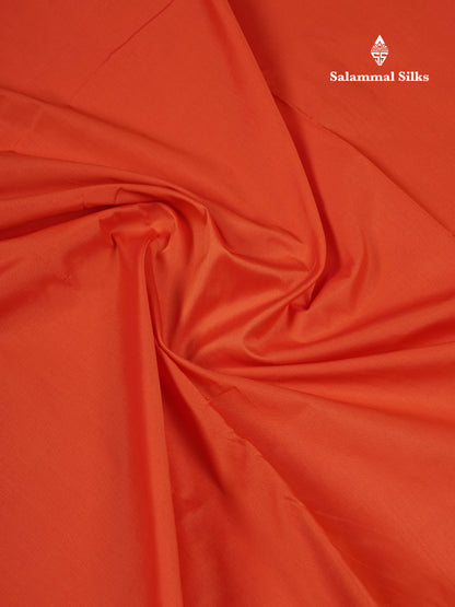 9.5 Yards Semi Silk Saree Orange With Contrast Bottle Green Traditional Border