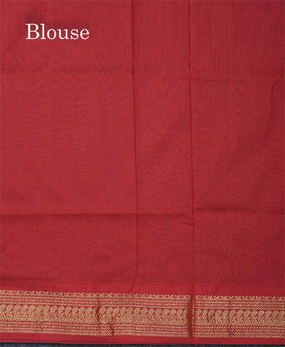 Light Orange Kalyani Cotton Saree With Contrast Reddish Maroon Border