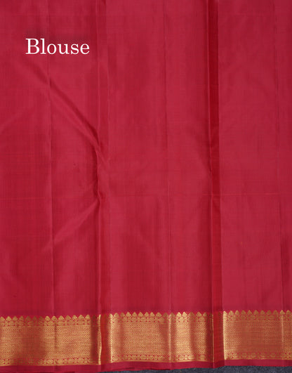 Paalum Pazham Zari Checks With Butta Pure Kanjivaram Silk Saree With Contrast Maroon Traditional Border