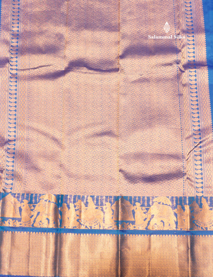 Blue Colour Pure Kanjivaram Silk Saree with Pallakku Border