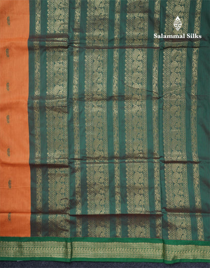 Mango Yellow Kalyani Cotton Saree With Contrast Green Border