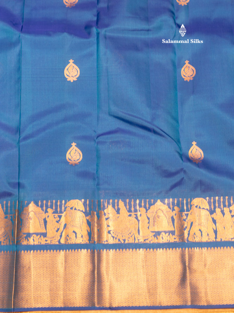 Blue Colour Pure Kanjivaram Silk Saree with Pallakku Border