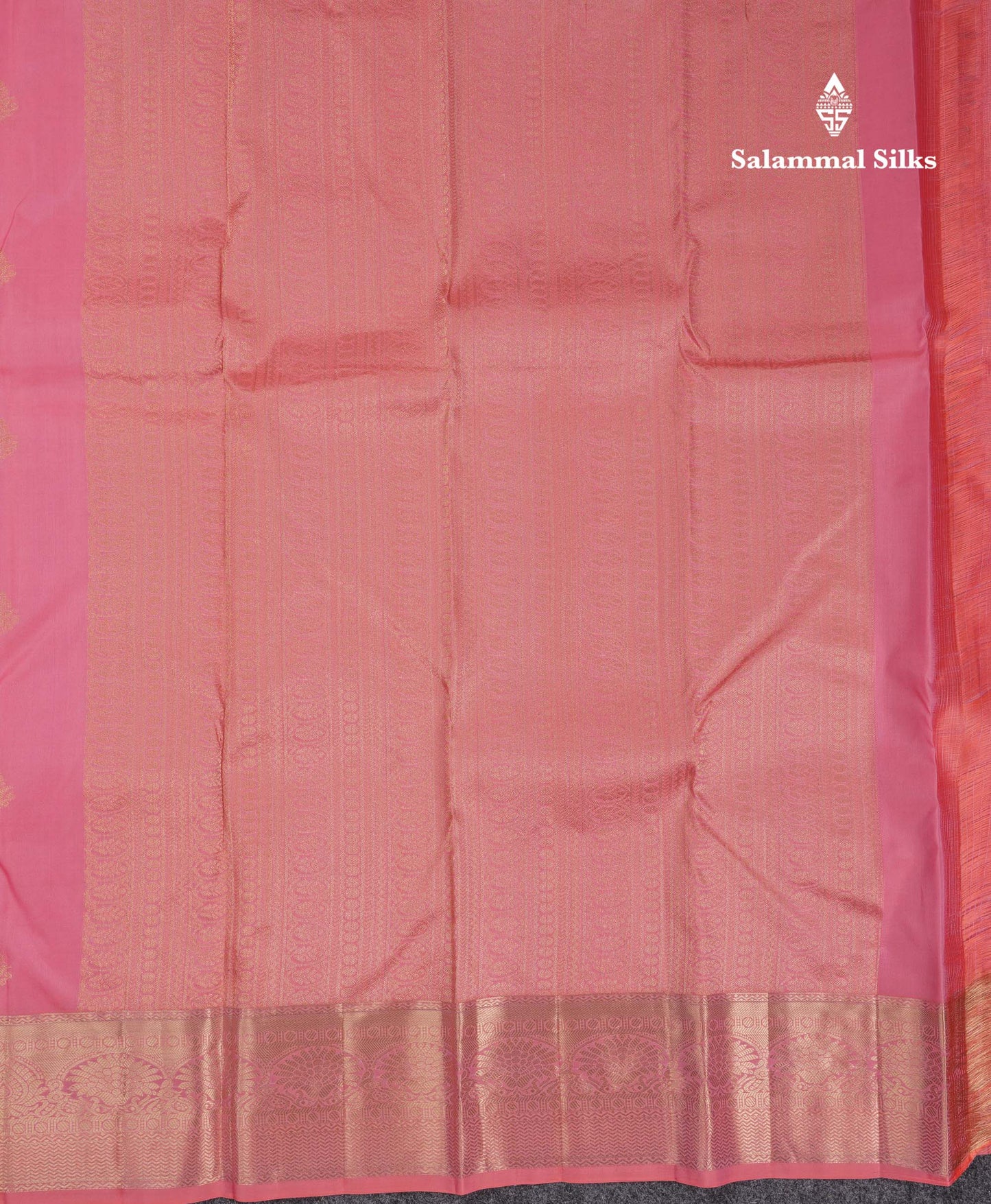 Beautiful Dual Tone Pink Pure Kanjivaram Silk Saree With Traditional Border