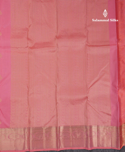 Beautiful Dual Tone Pink Pure Kanjivaram Silk Saree With Traditional Border