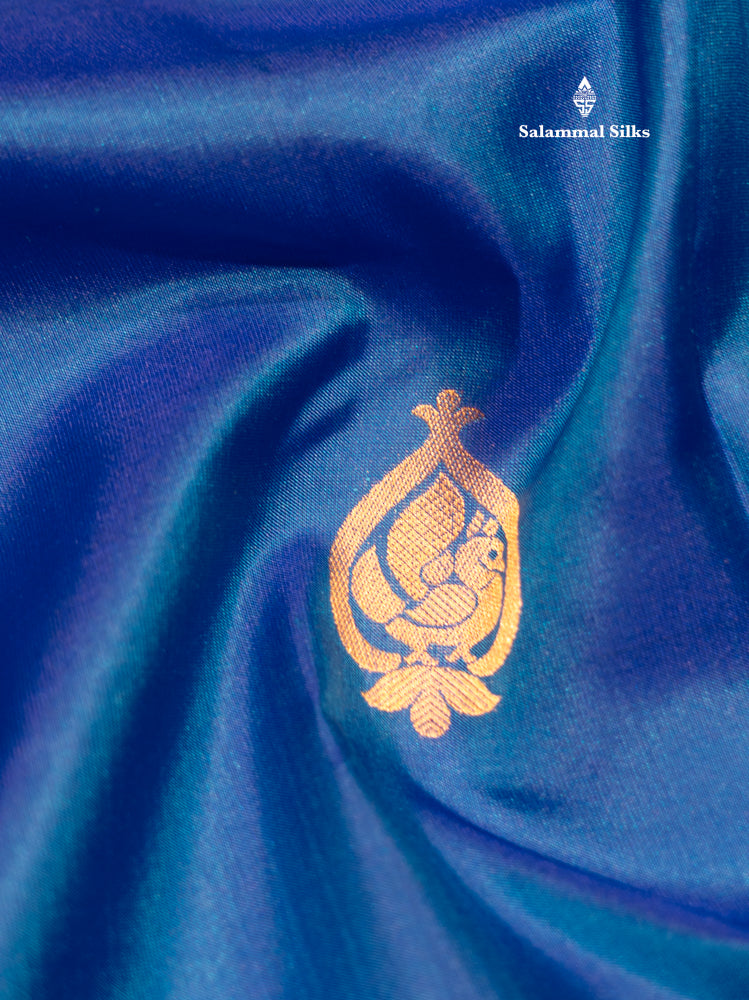 Blue Colour Pure Kanjivaram Silk Saree with Pallakku Border