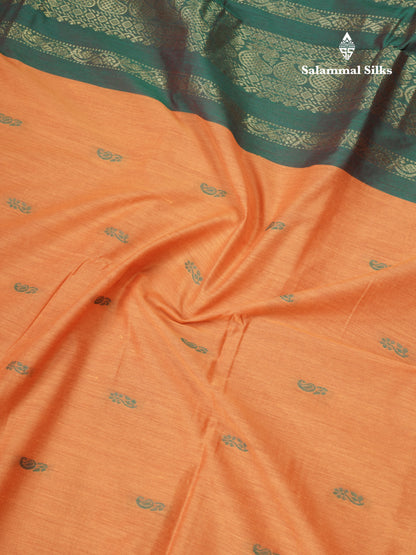 Mango Yellow Kalyani Cotton Saree With Contrast Green Border