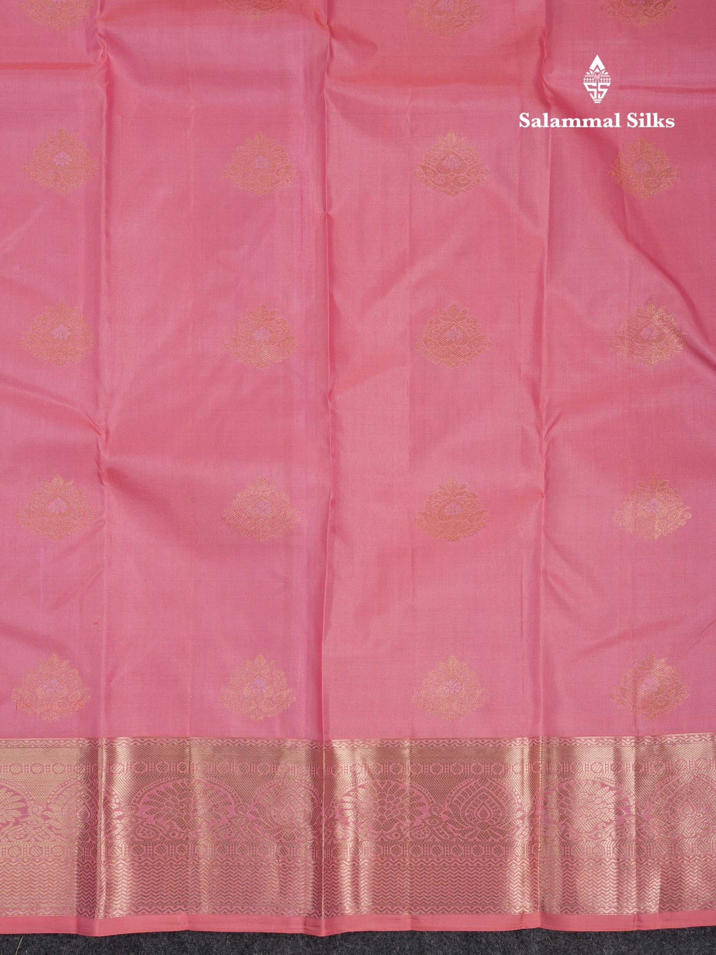Beautiful Dual Tone Pink Pure Kanjivaram Silk Saree With Traditional Border