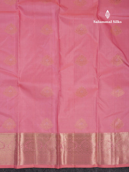 Beautiful Dual Tone Pink Pure Kanjivaram Silk Saree With Traditional Border