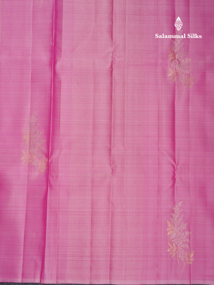 Beautiful Baby Pink Fancy Pure Kanjivaram Silk Saree With Contrast Magenta Blouse