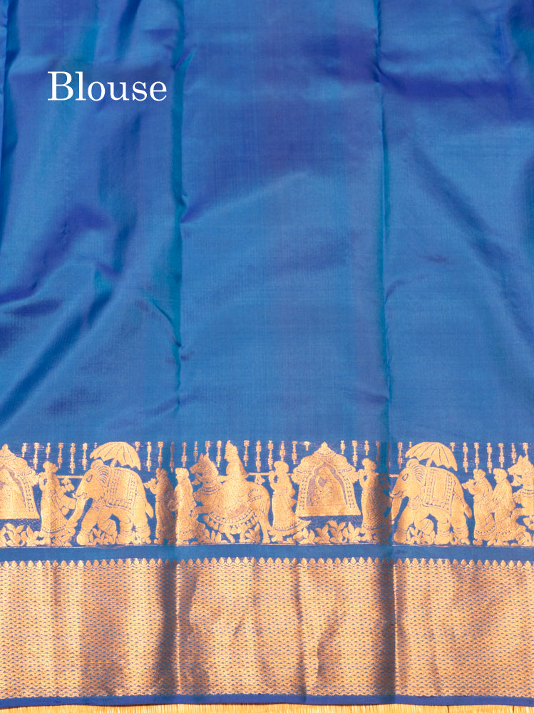 Blue Colour Pure Kanjivaram Silk Saree with Pallakku Border