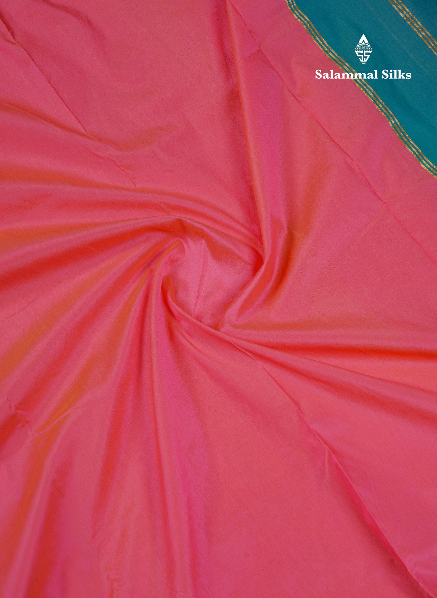 9.5 Yards Semi Silk Saree Dual Tone Pink With Contrast Sapphire Green Traditional Border