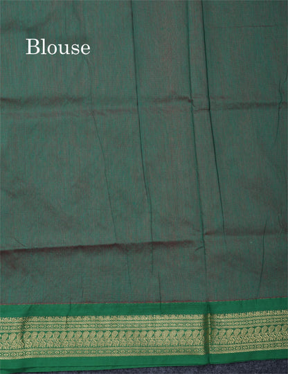 Mango Yellow Kalyani Cotton Saree With Contrast Green Border