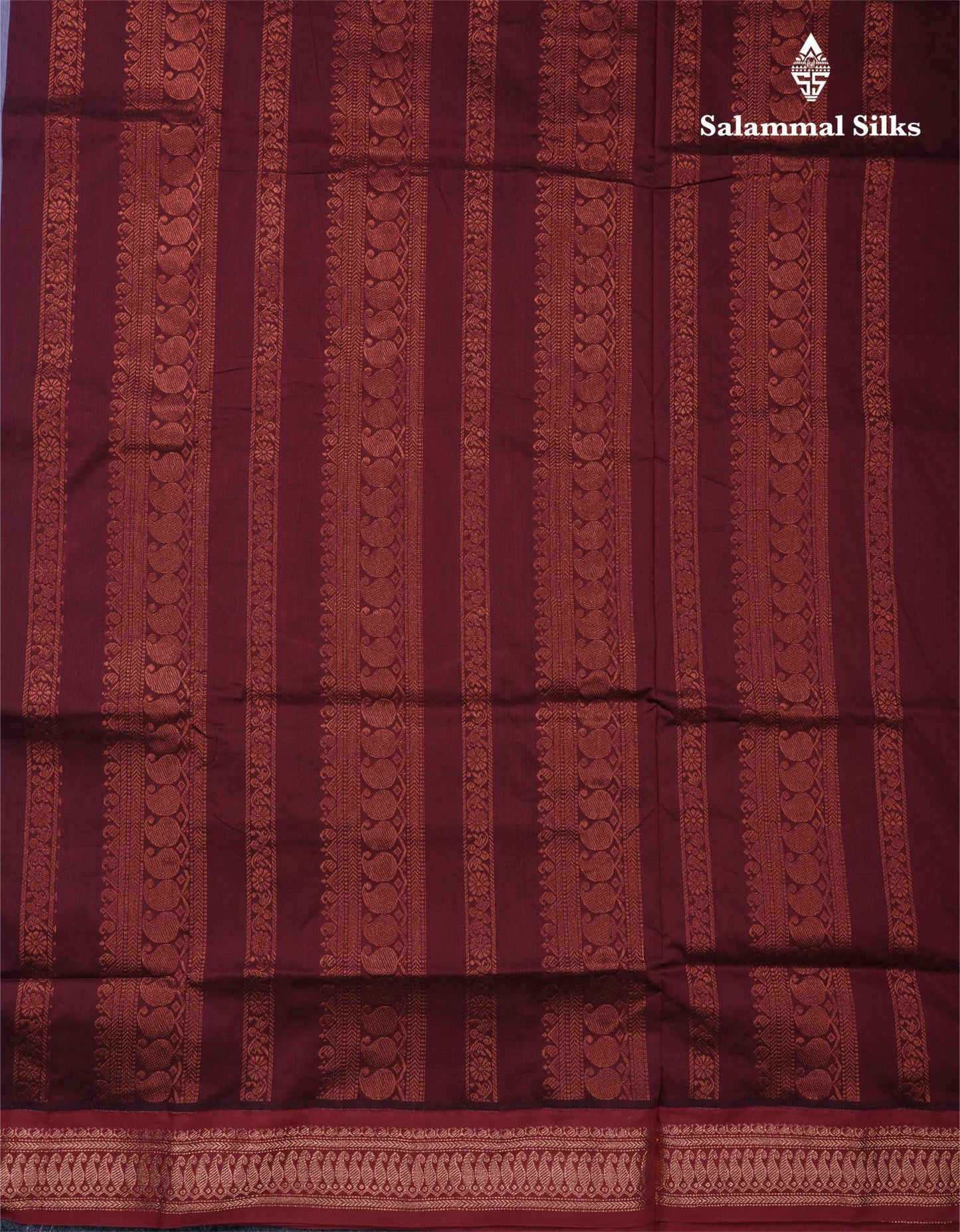 Light Lavender Kalyani Cotton Saree With Contrast Maroon Border