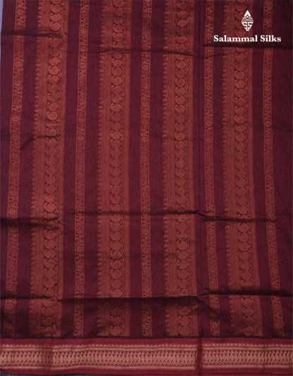 Light Lavender Kalyani Cotton Saree With Contrast Maroon Border