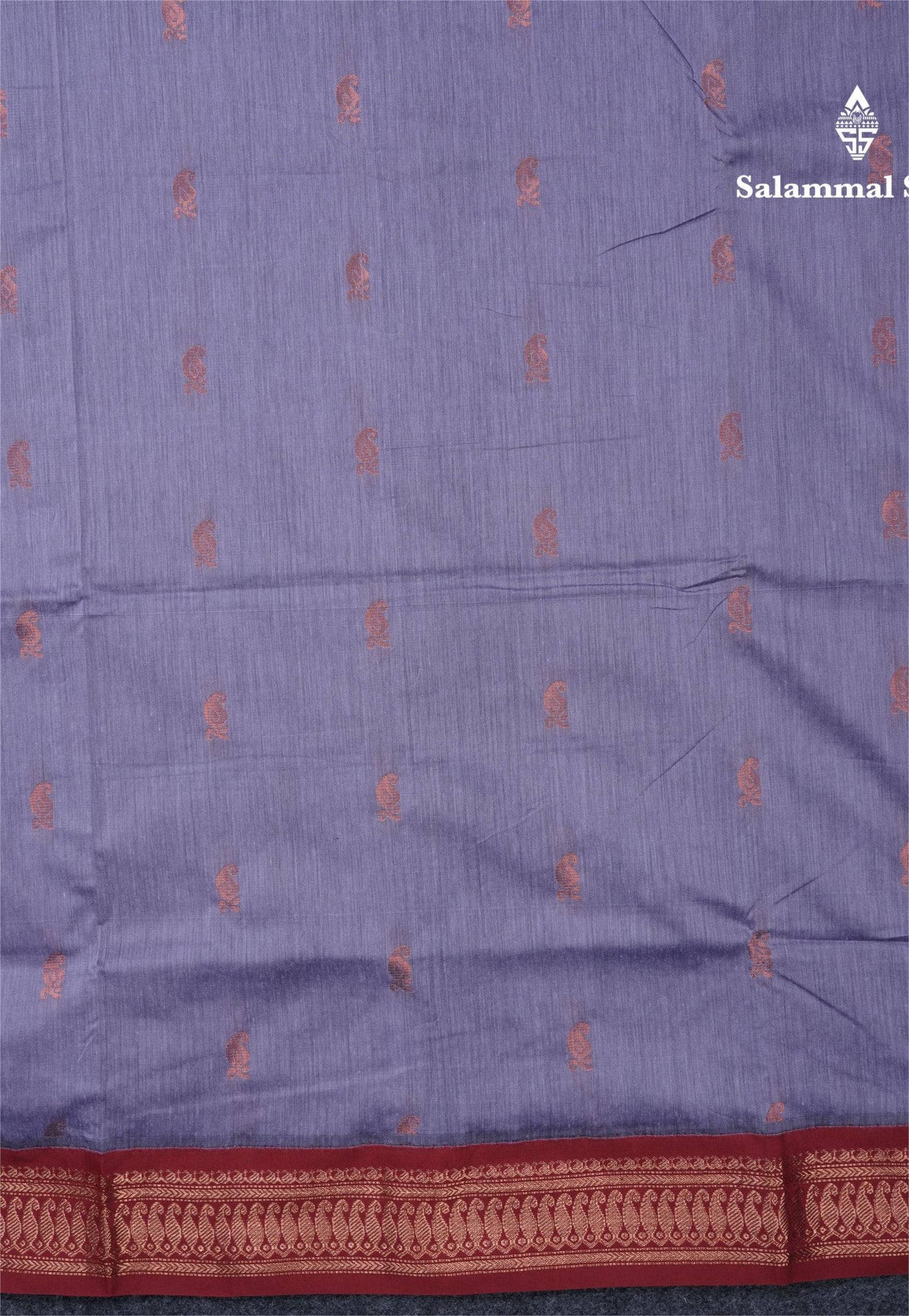 Light Lavender Kalyani Cotton Saree With Contrast Maroon Border