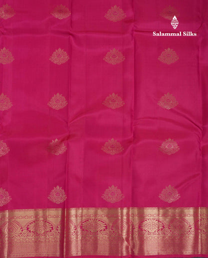 Beautiful Dual Tone Pink Pure Kanjivaram Silk Saree With Traditional Border