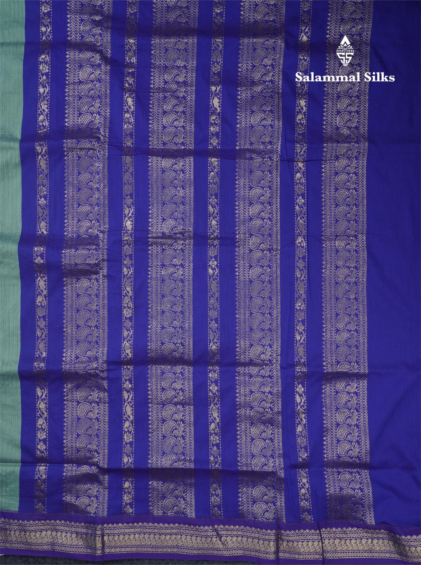 Dual Tone Green Kalyani Cotton Saree With Contrast Violet Border