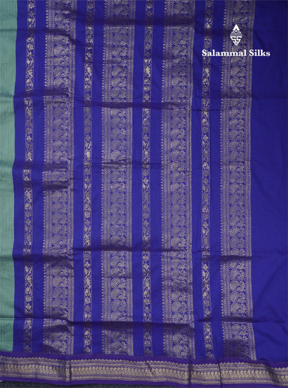 Dual Tone Green Kalyani Cotton Saree With Contrast Violet Border