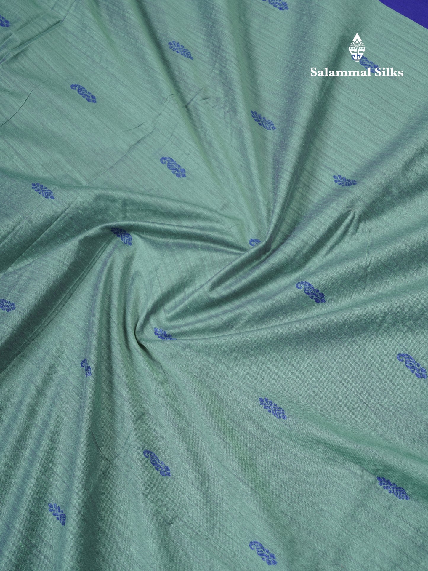 Dual Tone Green Kalyani Cotton Saree With Contrast Violet Border