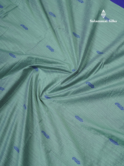 Dual Tone Green Kalyani Cotton Saree With Contrast Violet Border