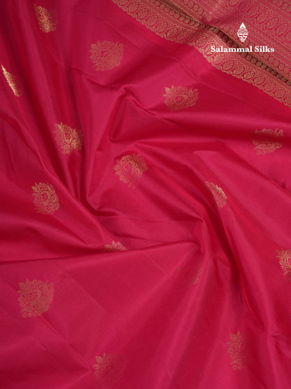 Beautiful Dual Tone Pink Pure Kanjivaram Silk Saree With Traditional Border
