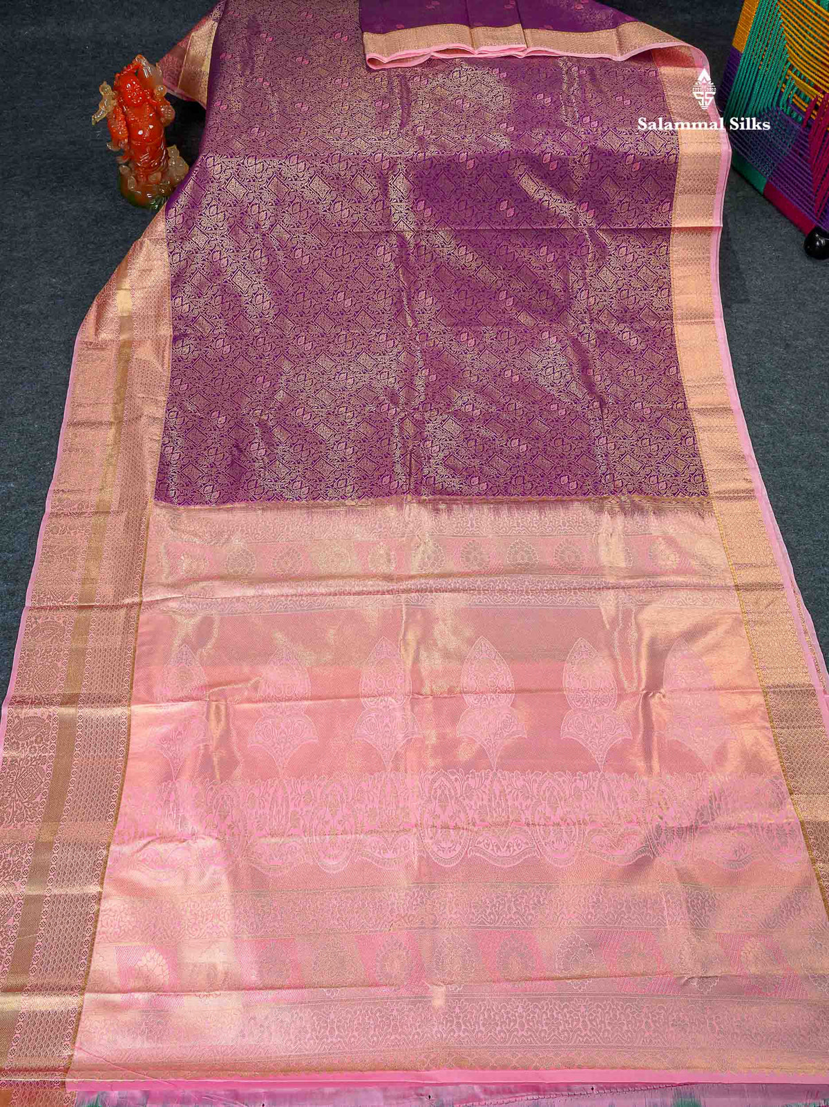 Bridal Semi Silk Saree - Magenta Colour Body With Contrast Light Pink Evening Morning Border