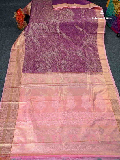 Bridal Semi Silk Saree - Magenta Colour Body With Contrast Light Pink Evening Morning Border