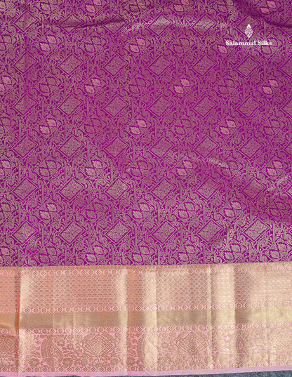 Bridal Semi Silk Saree - Magenta Colour Body With Contrast Light Pink Evening Morning Border