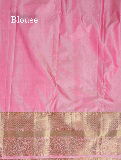 Bridal Semi Silk Saree - Magenta Colour Body With Contrast Light Pink Evening Morning Border
