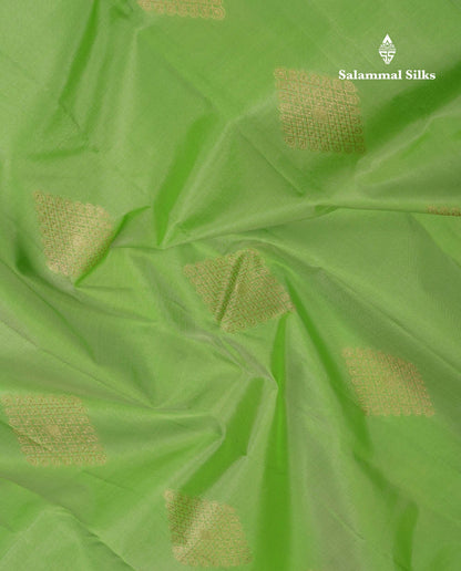 Beautiful Light Parrot Green Pure Kanjivaram Silk Saree With Traditional Border