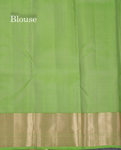 Beautiful Light Parrot Green Pure Kanjivaram Silk Saree With Traditional Border