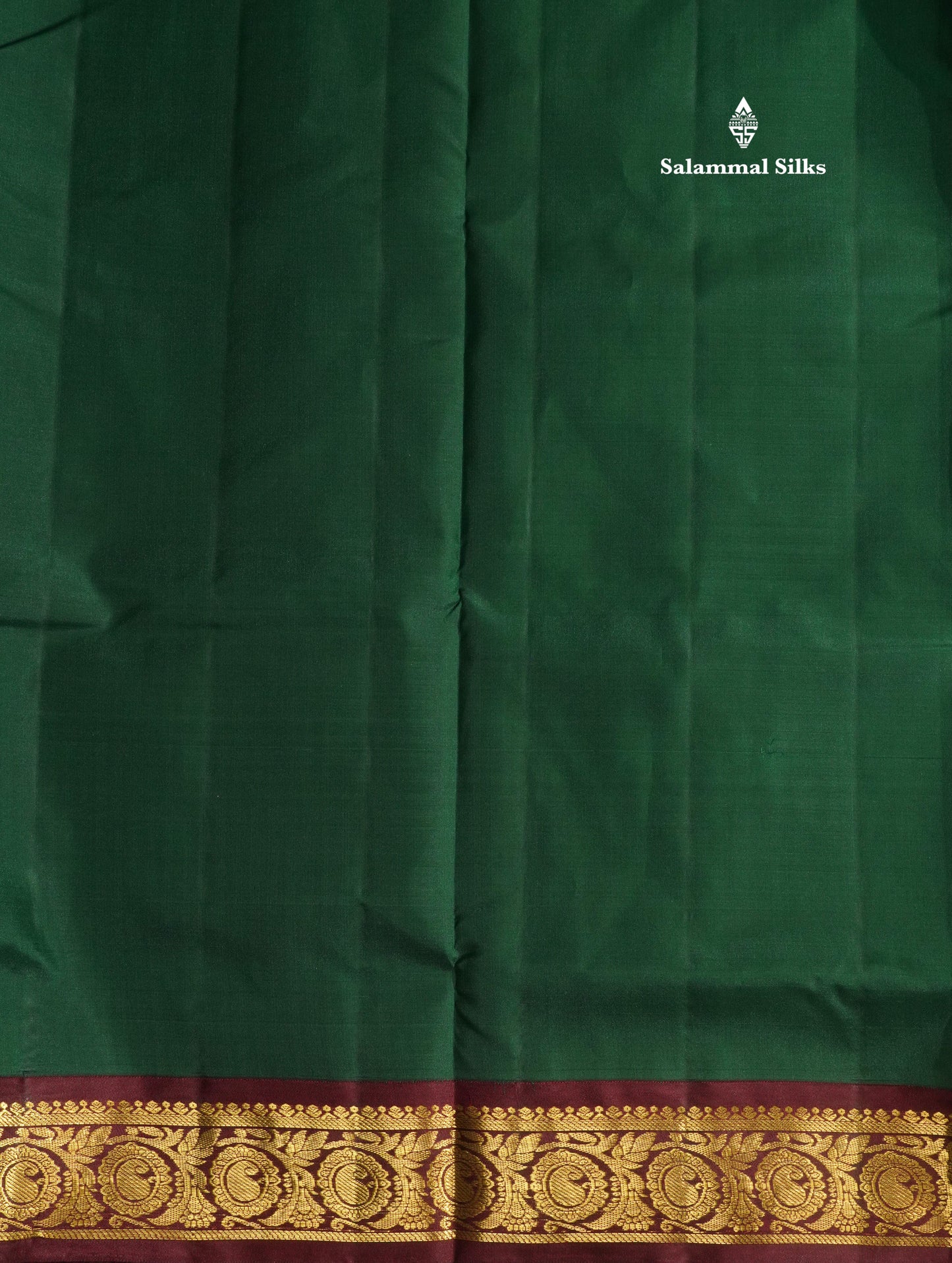 Beautiful Bottle Green 9Yards Pure Silk Saree With (3.6 inch) Dark Maroon Border