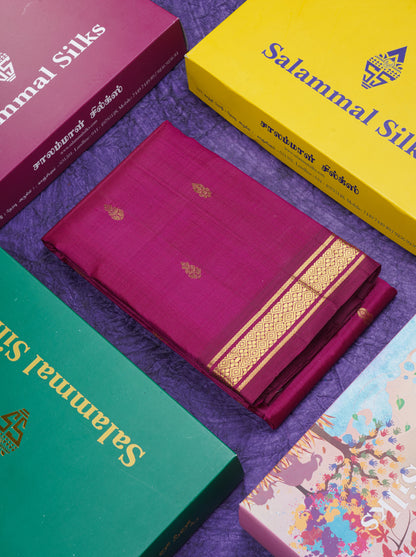 Violet Beautiful Pure Kanjivaram Silk Saree With Self Traditional One Side Border