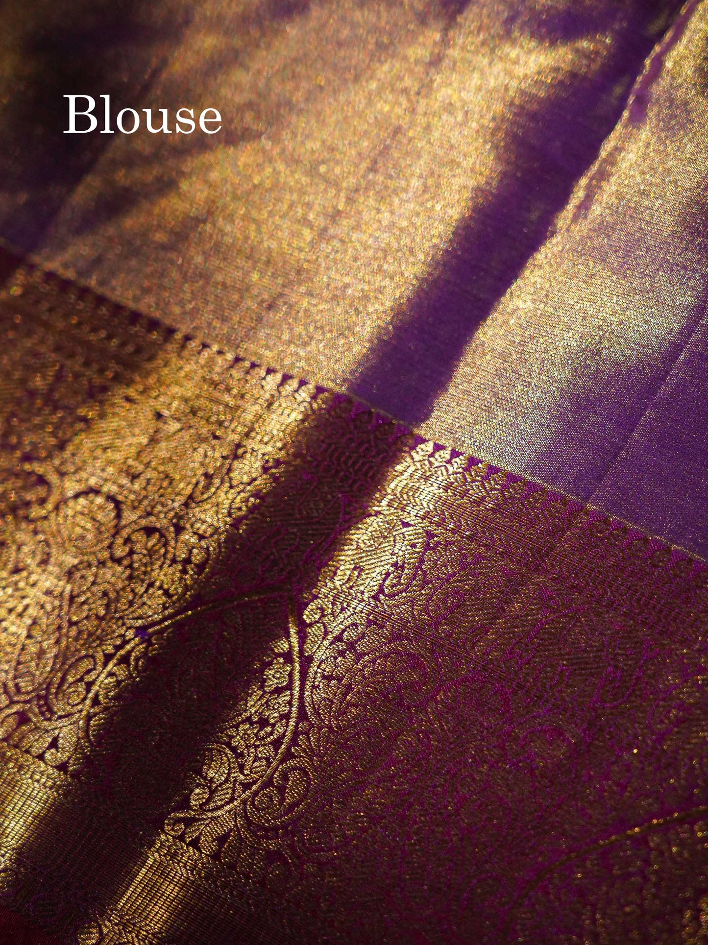 Violet Tissue Bridal Pure Kanjivaram Silk Saree With Contrast Dark Purple Traditional Border