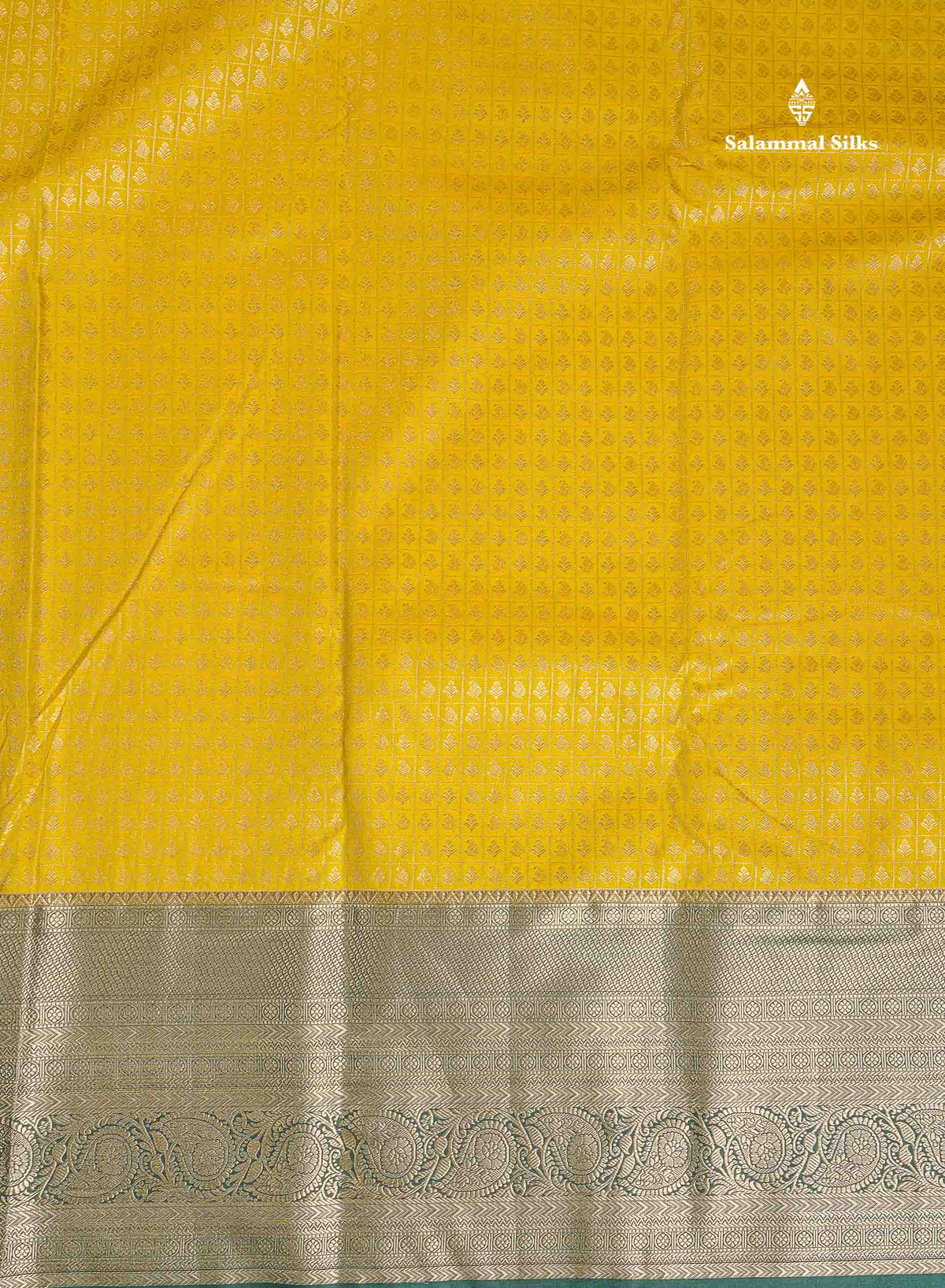 Bridal Semi Silk Saree - Mustard Yellow Colour Body With Bottle Green Evening Morning Border