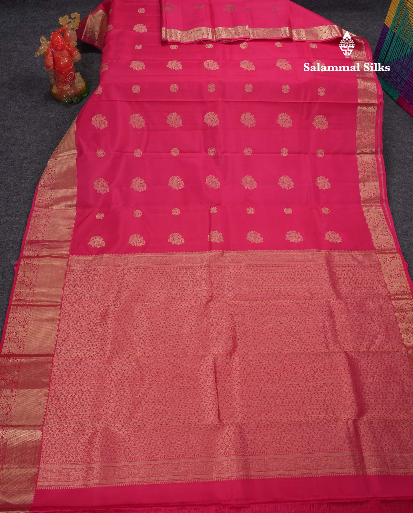 Beautiful Dual Tone Pink Pure Kanjivaram Silk Saree With Traditional Evening Morning Border