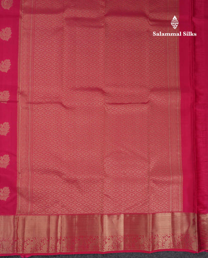 Beautiful Dual Tone Pink Pure Kanjivaram Silk Saree With Traditional Evening Morning Border