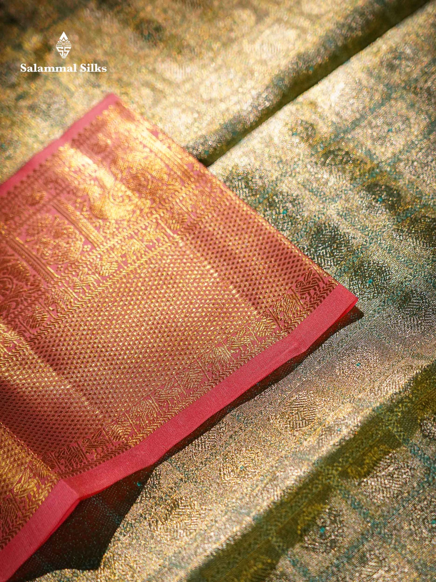 Beautiful Sapphire Blue Tissue Bridal Pure Kanjivaram Silk Saree With Contrast Peach Traditional Border