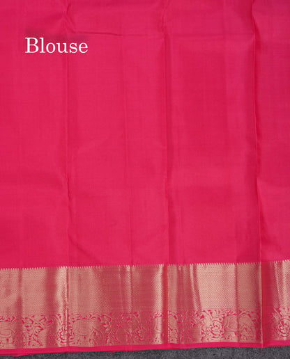 Beautiful Dual Tone Pink Pure Kanjivaram Silk Saree With Traditional Evening Morning Border