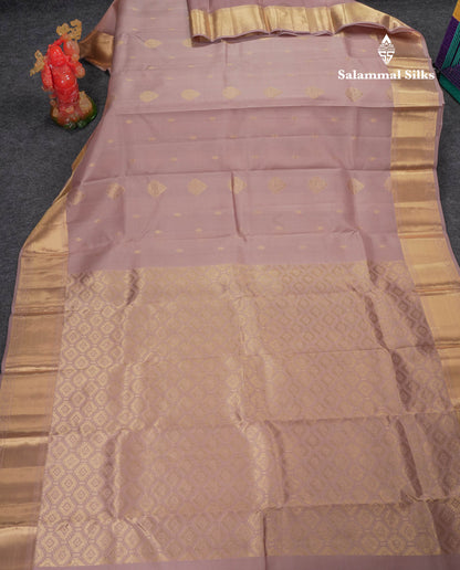 Beautiful Light Chocolate Pure Kanjivaram Silk Saree With Traditional Border