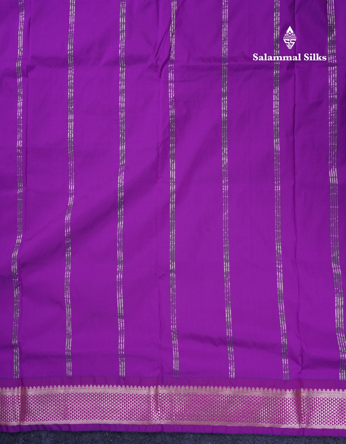 9.5 Yards Semi Silk Saree Saffire Green with Contrast Purple Traditional Border