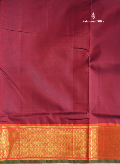 Korvai Beautiful Dual Tone Magenta 10 Yards Pure Silk Saree With (5inch) Orange Border