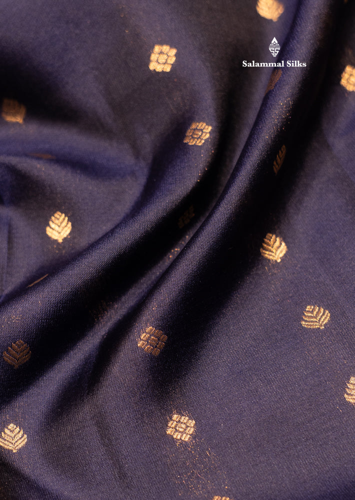 Navy Blue Colour Pure Kanjivaram Silk Saree with Pallakku Border