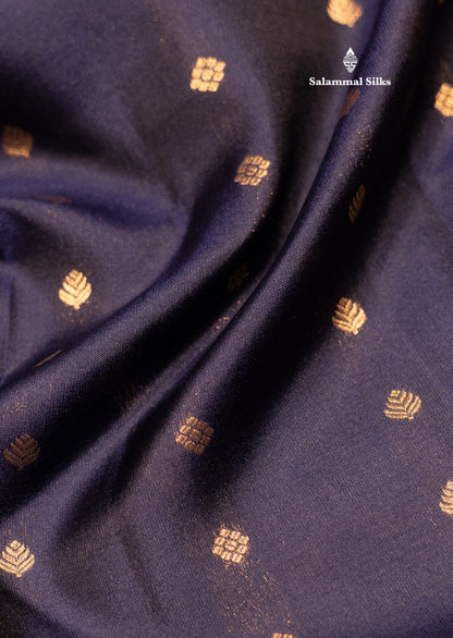Navy Blue Colour Pure Kanjivaram Silk Saree with Pallakku Border