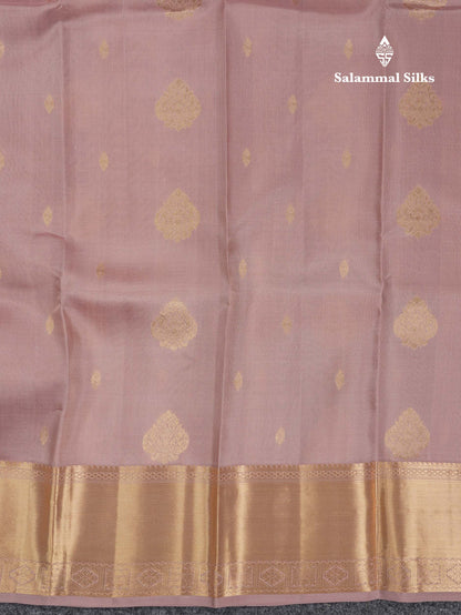 Beautiful Light Chocolate Pure Kanjivaram Silk Saree With Traditional Border